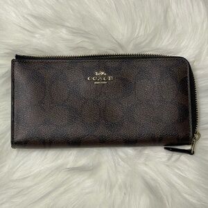 Coach Dark Brown Signature Leather Wallet